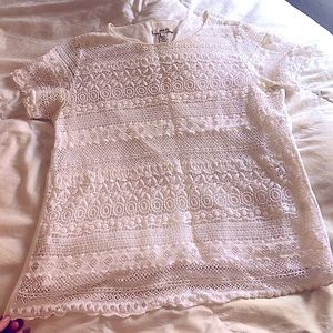 White lace j crew blouse shirt